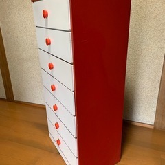 昭和レトロ　ポップ　タンス　チェスト　赤の画像