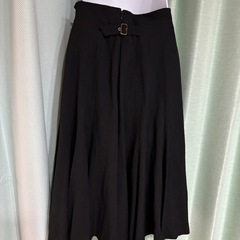 1538.フレアスカート 黒 無地 シンプルAライン☆の画像