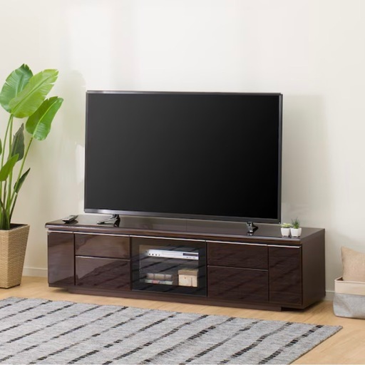 【お買い得‼️】定価59,990円♪ 現行モデル ニトリ 175cm幅ローボード テレビ台 リビング収納家具 艶あり木目調ダークブラウン♪