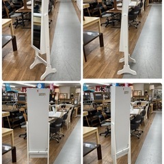 S101 ⭐ アクセサリー収納付スタンドミラー ホワイト 幅36cm USEDの画像