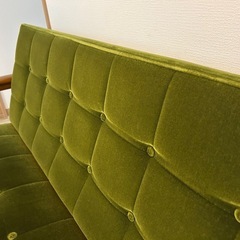 カリモク　2シーター　ソファ　モケットグリーン
の画像