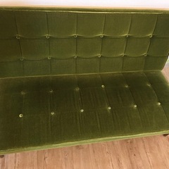 カリモク　2シーター　ソファ　モケットグリーン
の画像