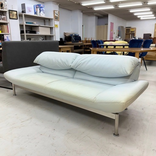 【お買い得‼️】定価30万♪ アサヒ木工 200cm幅3人掛けソファ 背もたれ角度調節可能 ソフトレザー製♪