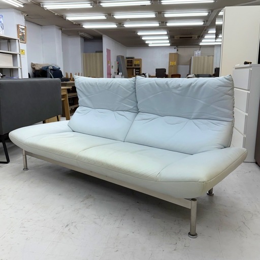 【お買い得‼️】定価30万♪ アサヒ木工 200cm幅3人掛けソファ 背もたれ角度調節可能 ソフトレザー製♪