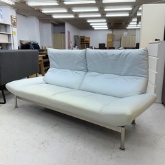 【お買い得‼️】定価30万♪ アサヒ木工 200cm幅3人掛けソファ 背もたれ角度調節可能 ソフトレザー製♪の画像