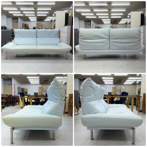 定価30万♪ アサヒ木工 200cm幅3人掛けソファ 背もたれ角度調節可能