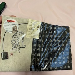 【新品未使用】猫ブックカバー、猫大判ハンカチの画像