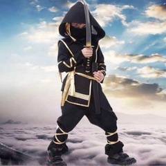 忍者 仮装 ハロウィン武士 衣装 子供 男の子 フリーサイズ110から130の画像
