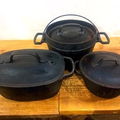 希少南部鉄器OIGEN大型ダッチオーブン天火 両手 22cmの画像