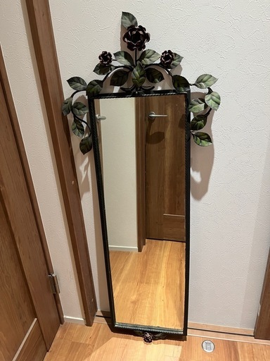 アンティーク壁掛け鏡 姿見　大型ブロンズミラー