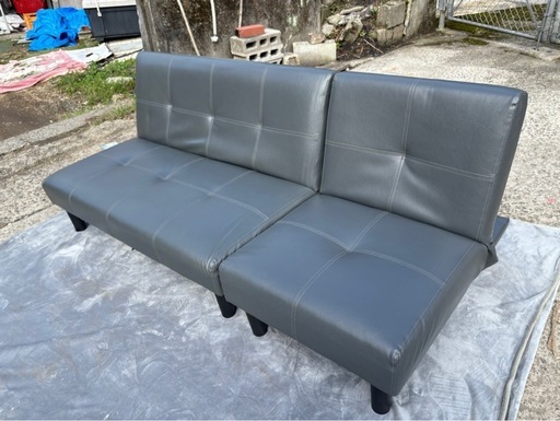 【リサイクルサービス八光】幅166㎝　ブラック　3人掛けリクライニング式3wayソファ/ソファベッド