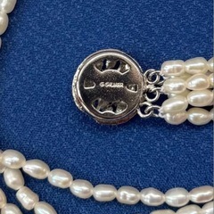 G silverスクラブ　淡水パール6連ネックレス　シルバー刻印　43cm位の画像