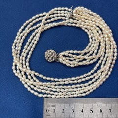 G silverスクラブ　淡水パール6連ネックレス　シルバー刻印　43cm位の画像