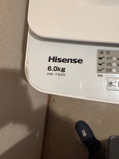 【美品】2023年製　Hisense　6.0kg 全自動洗濯機　HW-T60H