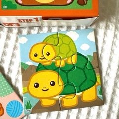 【ほぼ新品】はじめてパズルくもんのジグソーパズル くまねこかめ1歳5ヶ月から知育の画像