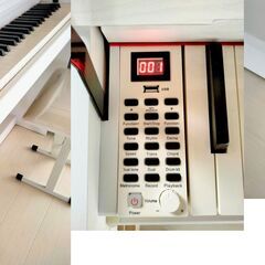 純白　電子ピアノ　８８鍵盤　機能満載　BLUETOOTH演奏可能　１１０デモ曲　椅子・本付きの画像