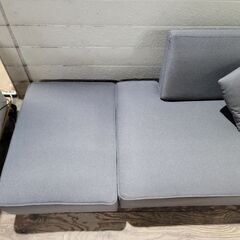 2Pソファ コンパクトソファ グレー系 全長W1850×D830×H620mm 25j菊NSの画像