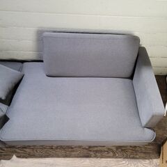 2Pソファ コンパクトソファ グレー系 全長W1850×D830×H620mm 25j菊NSの画像
