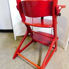 【JM860】yamatoya 大和屋 マテルナ テーブル&ガード ベビーチェア ハイチェア レッドの画像