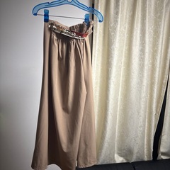 ベージュ ワイドパンツ リボン付きの画像