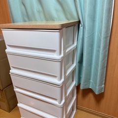 木目調天板チェスト 5段の画像