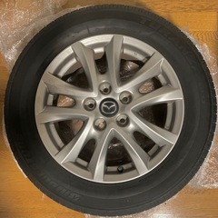 マツダ BM最終後期アクセラ　純正ホイール16インチ　6.5J +50 114.3 5H/純正ブリヂストンタイヤ205/60R/16 溝残多いの画像