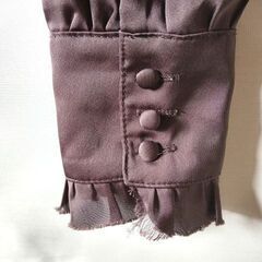 Jabby こげ茶色 フリルブラウス きりっぱなし 長袖 サイズF Mっぽいの画像