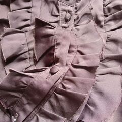 Jabby こげ茶色 フリルブラウス きりっぱなし 長袖 サイズF Mっぽいの画像