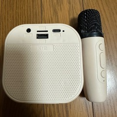 【動作確認済】マイク付スピーカー Bluetooth対応 アウトドア カラオケ ベージュの画像