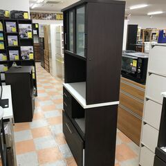 【ジャングルジャングル石川金沢店】  食器棚 ダークブラウン/木目調 W88.5×D40.5×H180.5 クリーニング済み												の画像