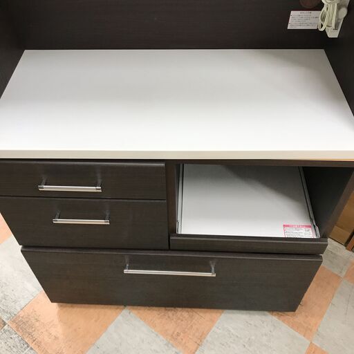 【ジャングルジャングル石川金沢店】  食器棚 ダークブラウン/木目調 W88.5×D40.5×H180.5 クリーニング済み