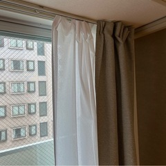 遮光　カーテン　レースカーテンセット　ベージュ　カーテンの画像