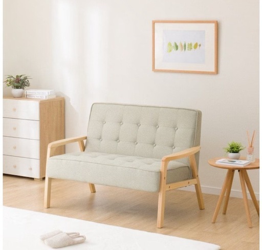 S252 ⭐ NITORI ニトリ コンパクト2Pソファ 天然木 ルッキ２KD 幅116cm  USED 綺麗