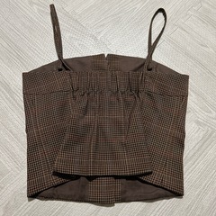 グリーンレーベル　チェック柄ビスチェ ブラウン系の画像