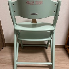 直接取引♡美品♡アッフルチェア　 ハーブグリーン 木製ハイチェアの画像