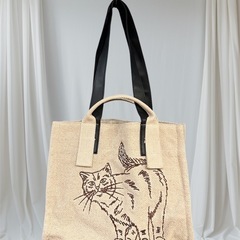 【美品】イアハピヨネ　2WAY トートバッグ　肩掛け　猫　ネコの画像
