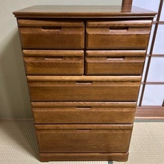 木製キャビネット 7引き出し ブラウンの画像