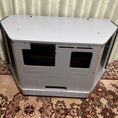 シルバー モダン テレビ台 ガラス扉の画像