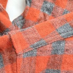 UNIQLO オレンジ×グレー チェック あったかネルシャツ 長袖 Sサイズの画像