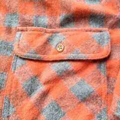 UNIQLO オレンジ×グレー チェック あったかネルシャツ 長袖 Sサイズの画像