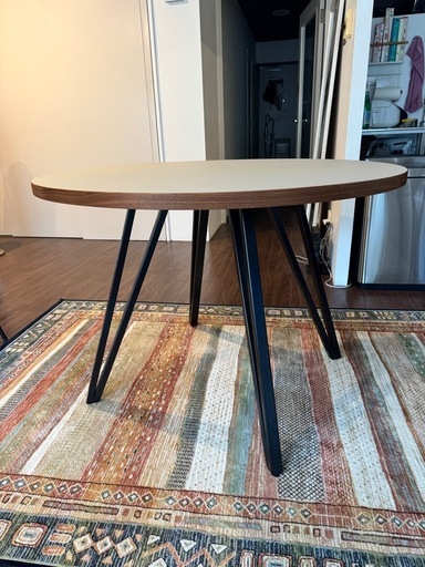 Kanademono 白リノリウム円形　　ダイニングテーブル