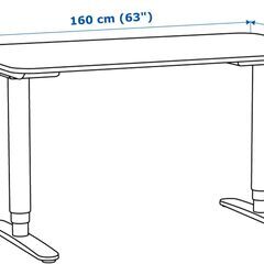 【天板なし】IKEA BEKANT 昇降デスク 電動 160x80cm ブラックの画像
