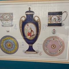 🌹豪華　ポーセリン柄アート　ターコイズ色のバックボード　インテリアアート🌹　の画像