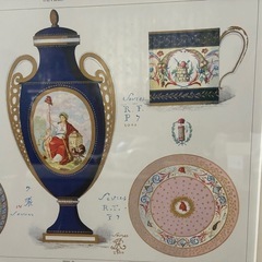 🌹豪華　ポーセリン柄アート　ターコイズ色のバックボード　インテリアアート🌹　の画像