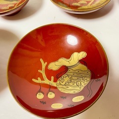 時代輪島塗　木盃　五三の桐紋　富士山の風景　宝図金蒔絵　日本の伝統工芸品　漆器盃の画像