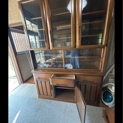 食器棚　ガラス戸　　アンティーク　おしゃれ棚の画像