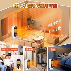 セラミックヒーター 電気ヒーター 2秒速暖 2重過熱保護 転倒OFF 節電対策 べんり便利の画像