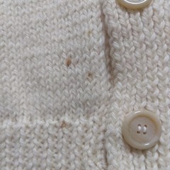 手編み　ホワイト Vネックニットカーディガンの画像