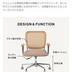 【Lowya】ラタン調デスクチェア 韓国インテリアの画像