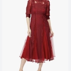 【芸能人着用】美品　FRAY I.D ストライプレースドレス レッド サイズ0の画像